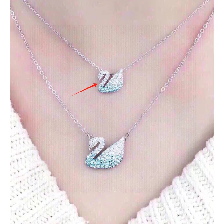 Swarovski Swan Light Blue Crystal Necklace