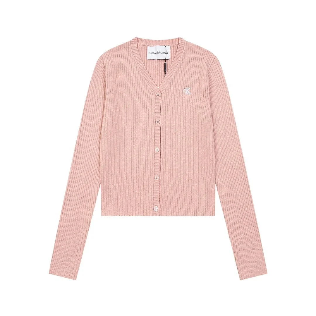 Calvin Klein Calvin Klein V-Neck Ribbed Cardigan B358 Pink