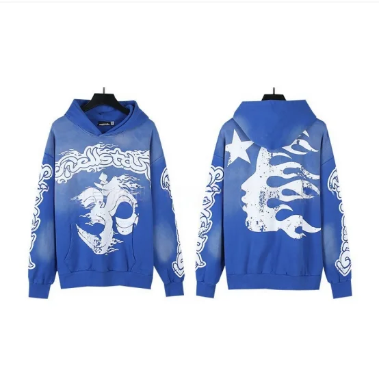 BB007 Blue Ombre/White Graphic Hoodie