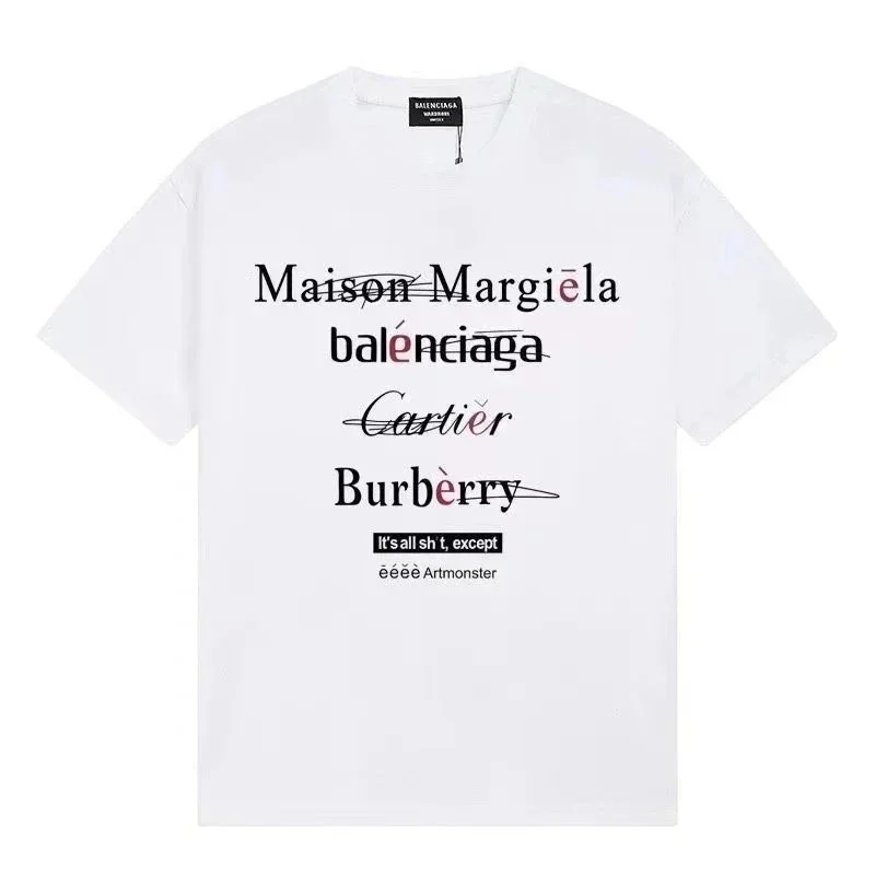 تيشيرت Balenciaga أبيض بطبعة شعارات
