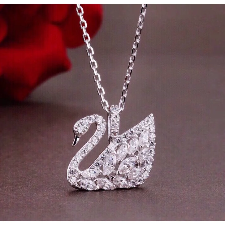 Swarovski Swan Silver Crystal Pendant Necklace
