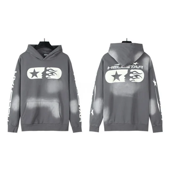Hellstar Grey Distressed BB010 Hoodie