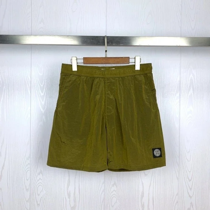 Stone Island Stone Island Raso Gommato Olive Shorts
