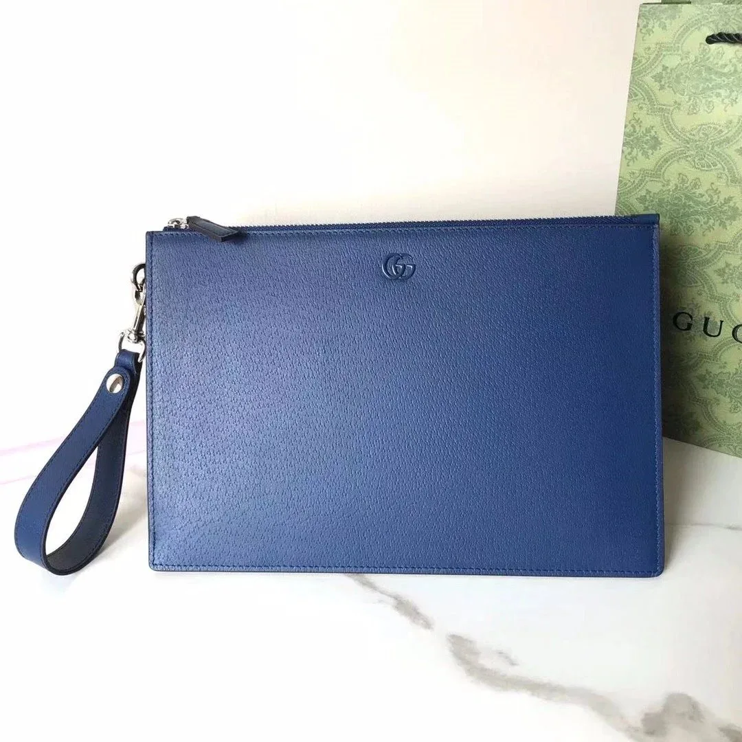 Gucci Gucci Interlocking G Blue Leather Pouch