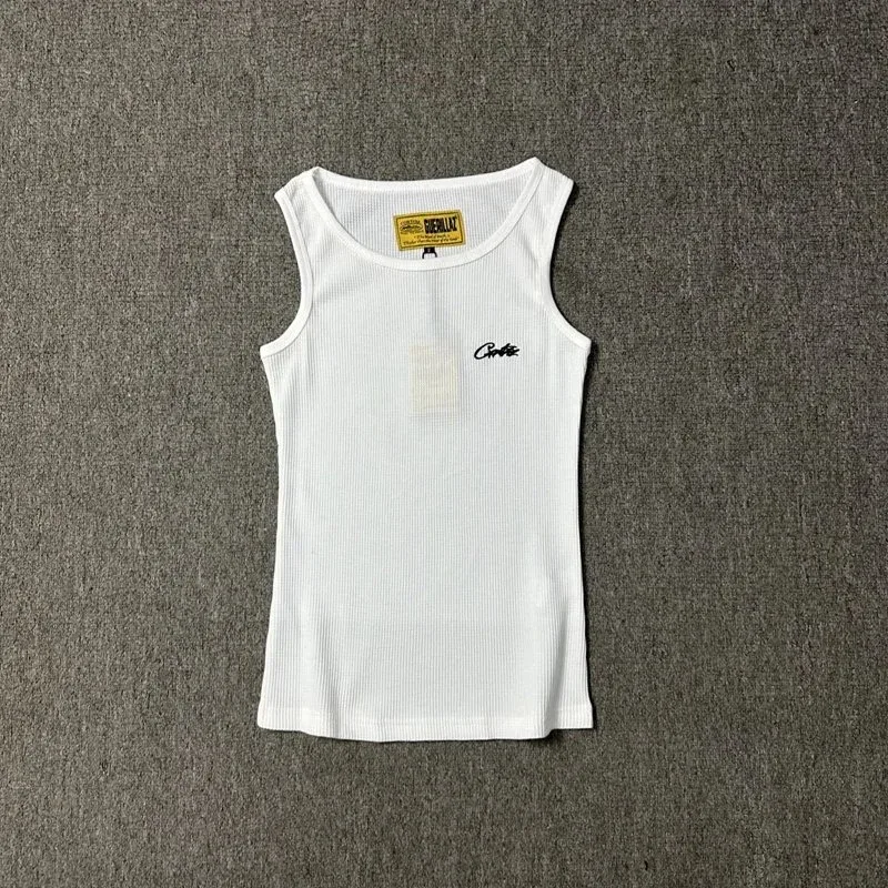 Men's White Ribbed Tank Top