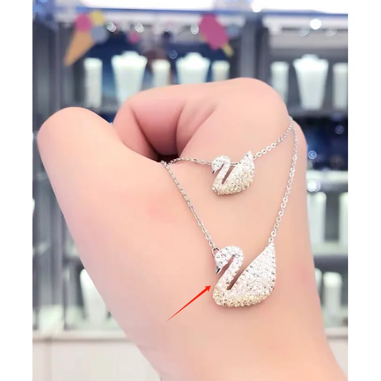 Swarovski Dazzling Swans Silver Crystal Necklace