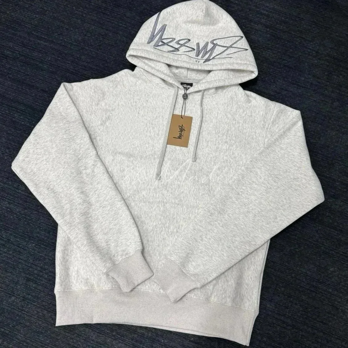 Stussy Basic Logo Heather Grey Hoodie